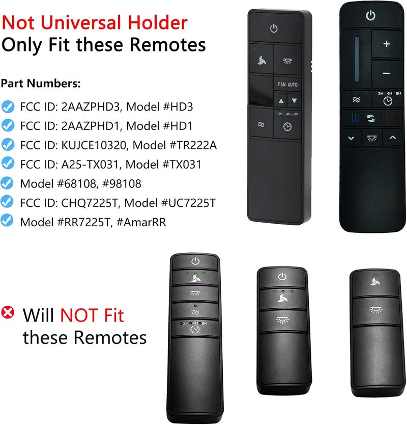 CENMING Ceiling Fan Remote Control Wall Mount Holder for Hampton Bay Home Decorators Collection Thermostatic Remote Model HD3 2AAZPHD3 KUJCE10320 TR222A 68108 98108 UC7225T (2 Pack) - Image 2